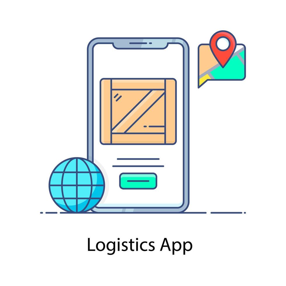 Logistics app vector cardboard inside mobile