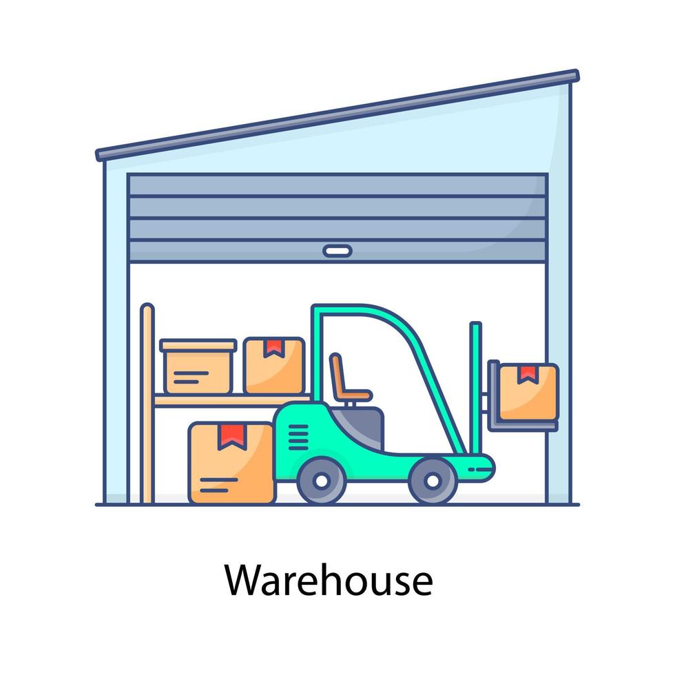 Warehouse icon in flat design building for storing goods vector