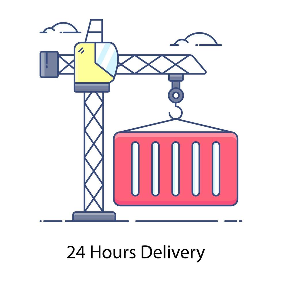 Industrial crane icon in flat design port crane vector