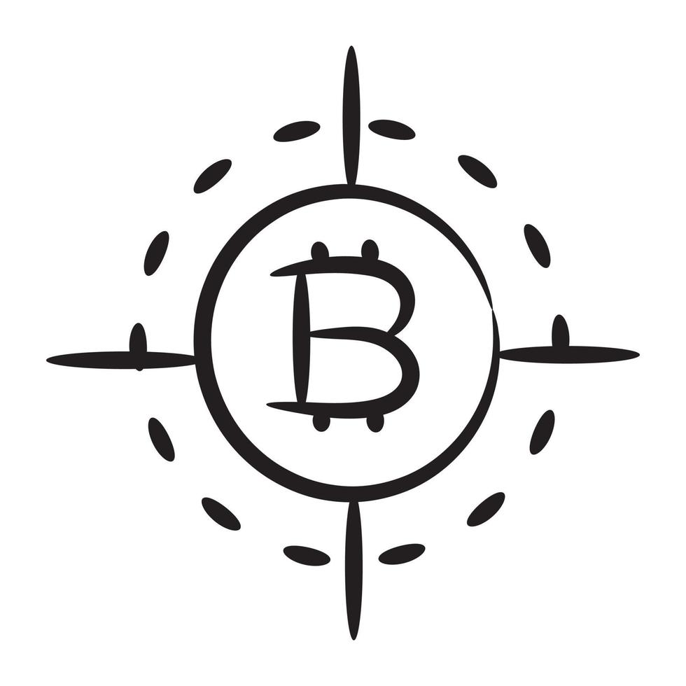 Btc inside reticle showing concept of bitcoin target icon vector