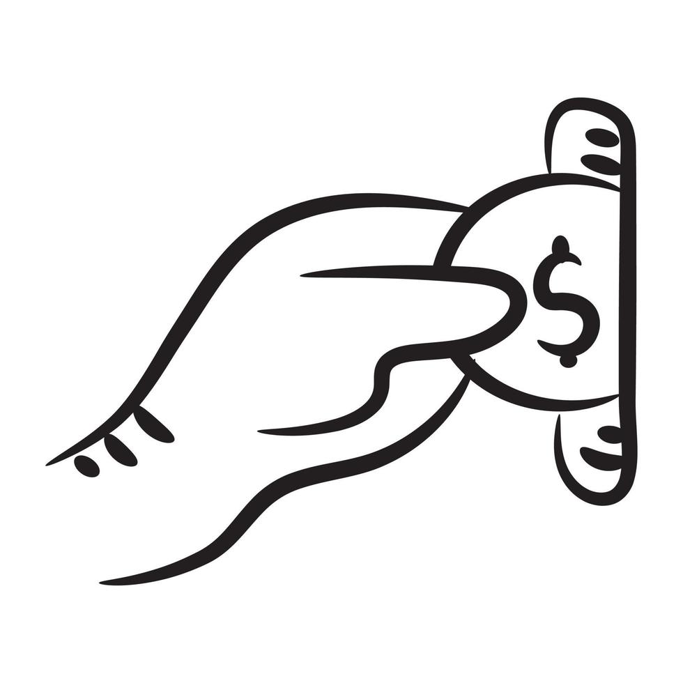 Hand giving dollar coin icon of donation vector