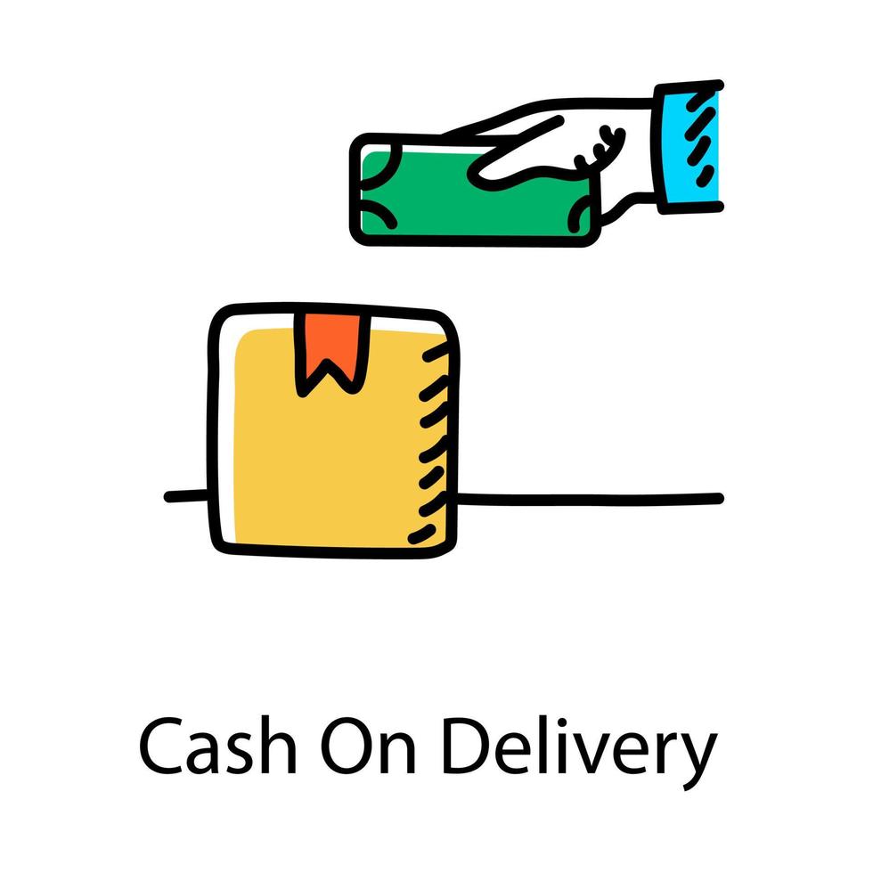 Trendy design of cash on delivery giving money receiving parcel vector