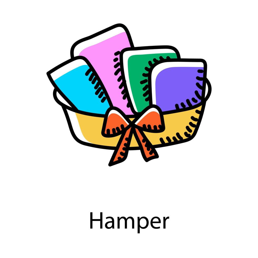 Decorative basket showing concept of gift hamper icon vector