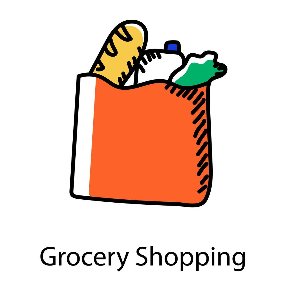 Doodle style of grocery shopping icon vector