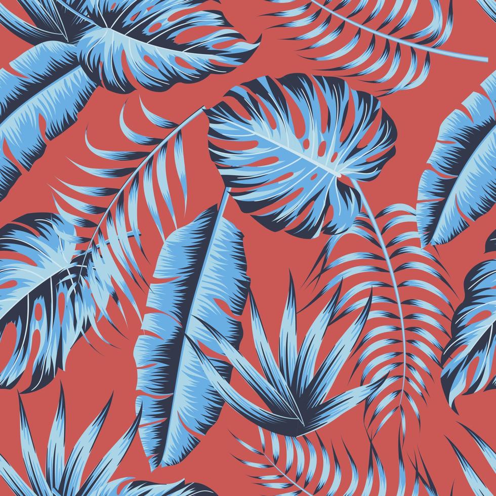 Tropical leaves, jungle leaves seamless floral pattern background vector