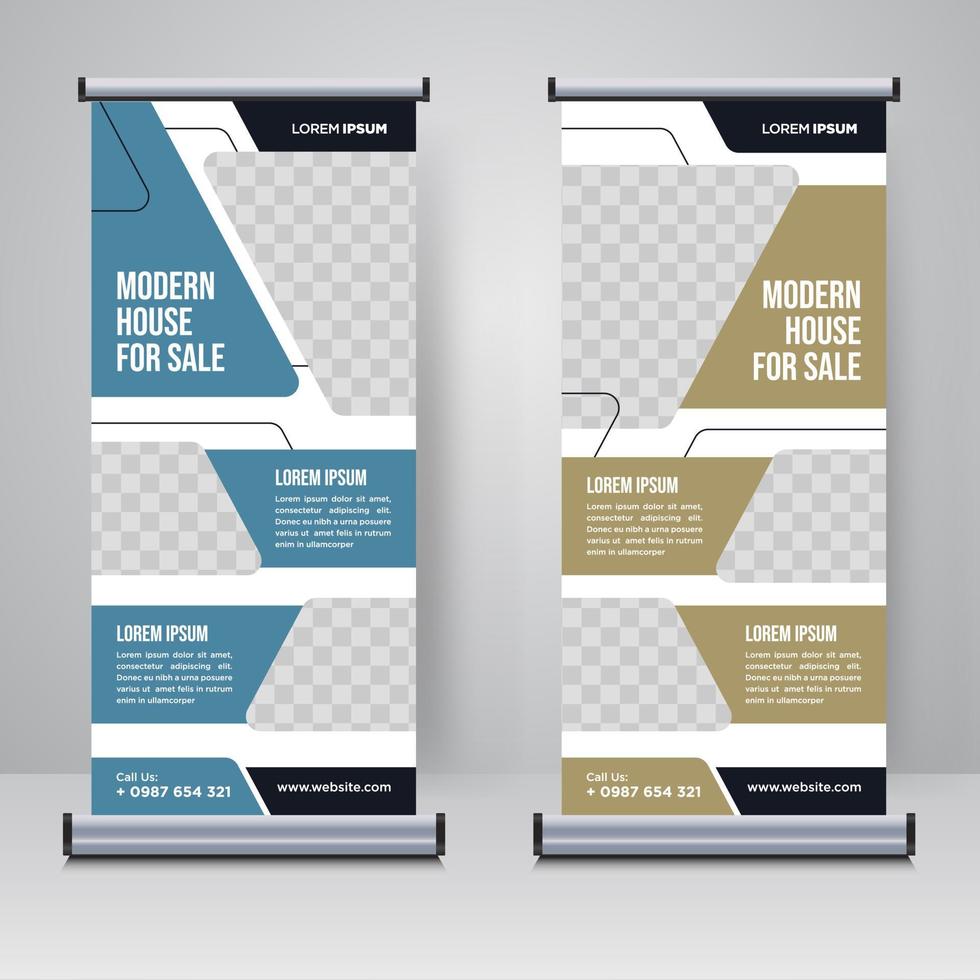 Property, real estate roll up or x banner template vector