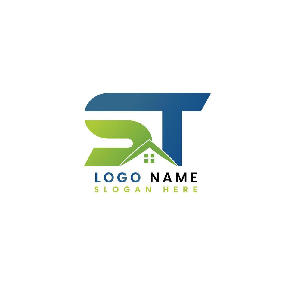 Real estate logo of lettering ST. Home logo with luxury thing abstract logo design vector