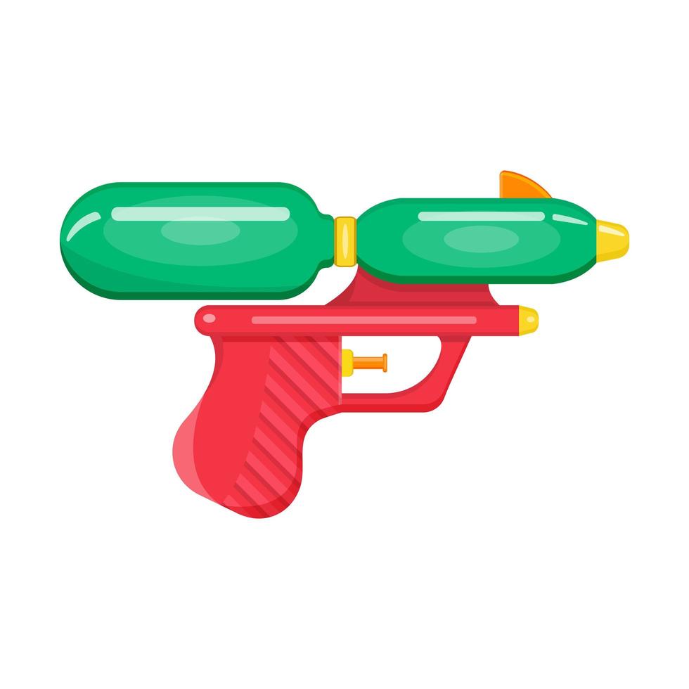 Toy water gun, vector illustration, isolated on white background.