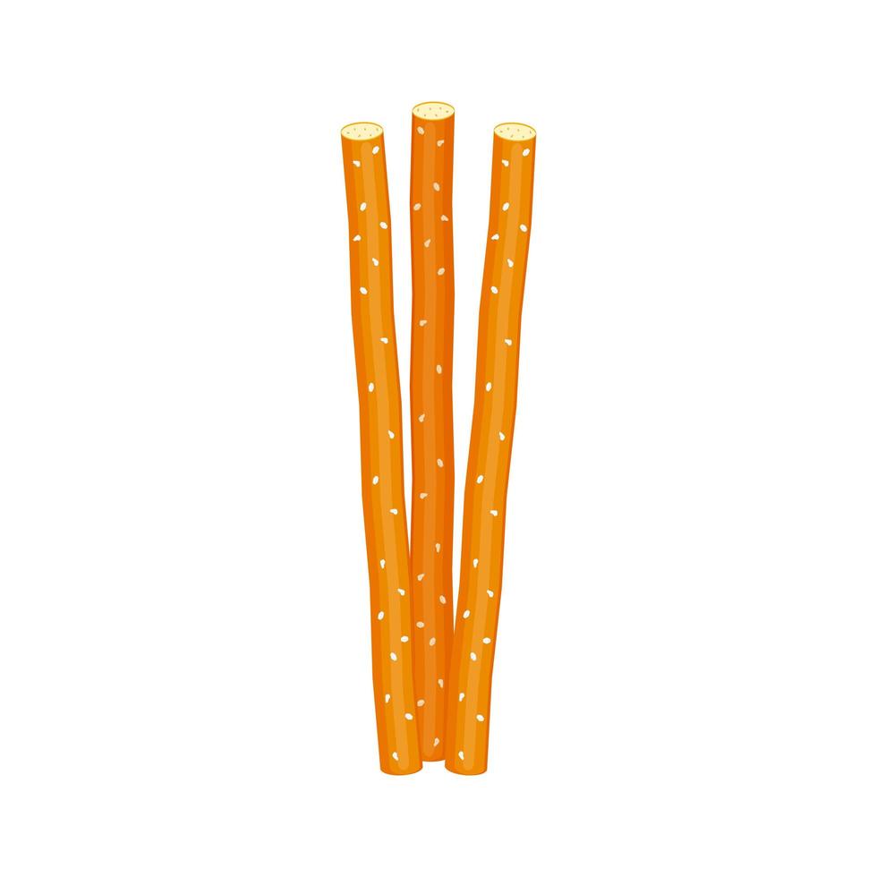 Salted wheat flour sticks, isolated on white. vector