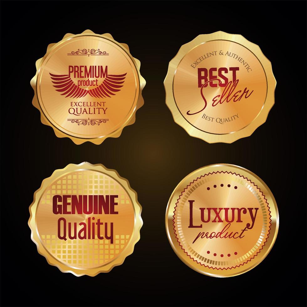 Sale and high quality retro labels and badges golden collection vector