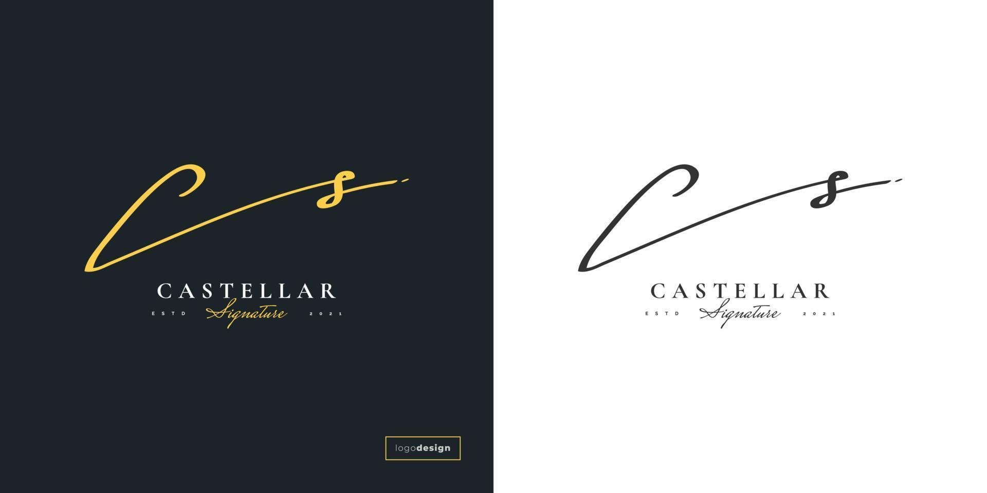 Elegant Initial Letter C and S Logo Design with Handwriting Style. CS Signature Logo or Symbol for Business Identity vector