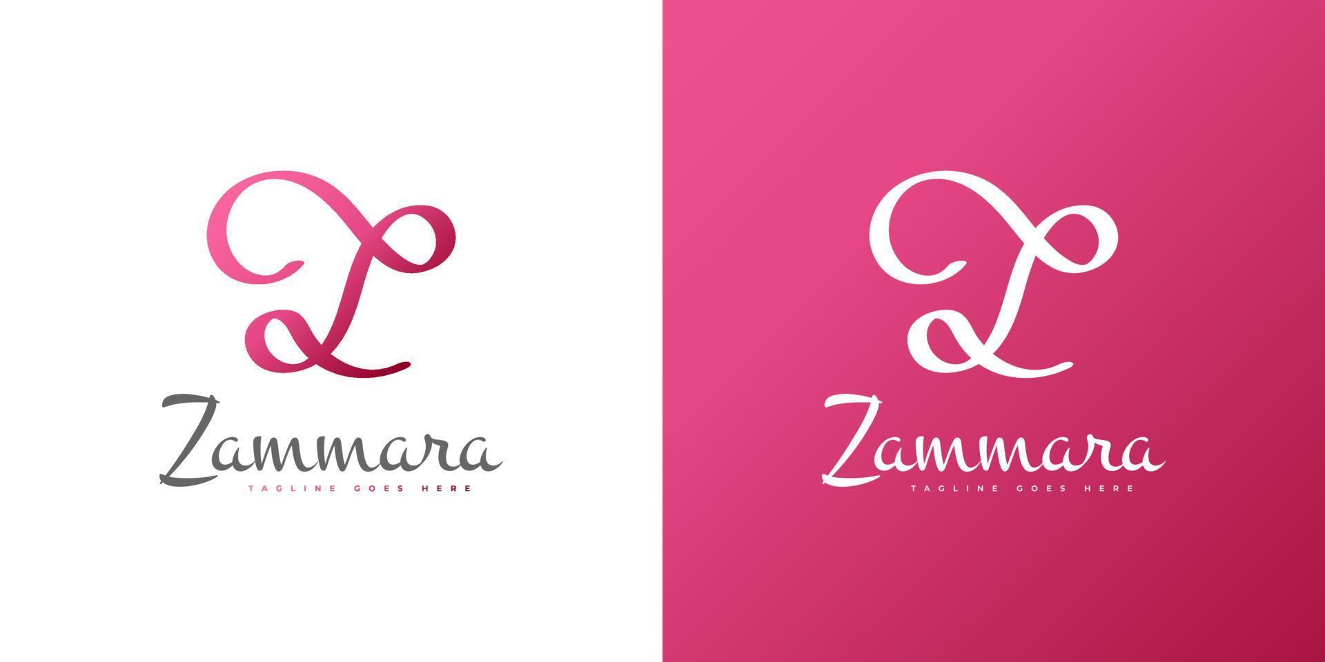 Beautiful Letter Z Logo Design with Handwriting Style. Z Signature Logo or Symbol for Wedding, Fashion, Jewelry, Boutique, Botanical, Floral or Business Identity vector