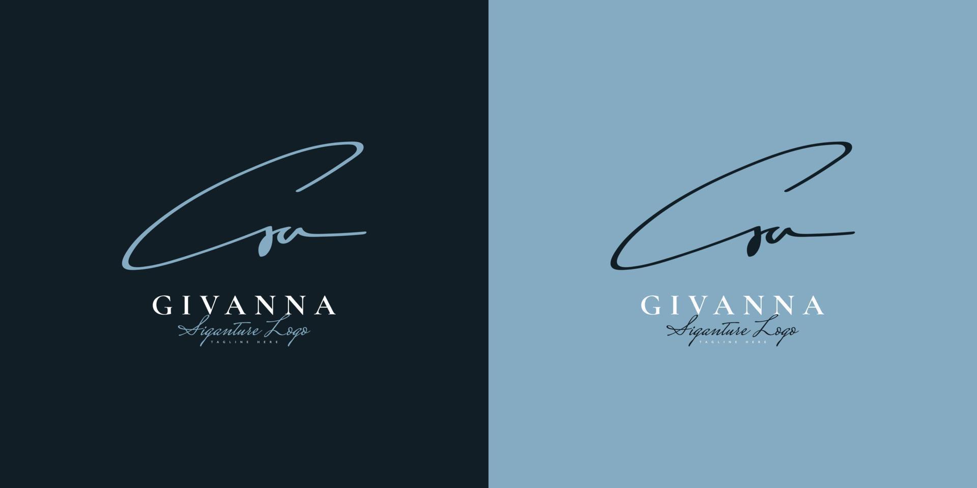 G and A Initial Logo Design in Minimalist Handwriting Style. GA Signature Logo or Symbol for Wedding, Fashion, Jewelry, Boutique, Botanical, Floral and Business Identity vector