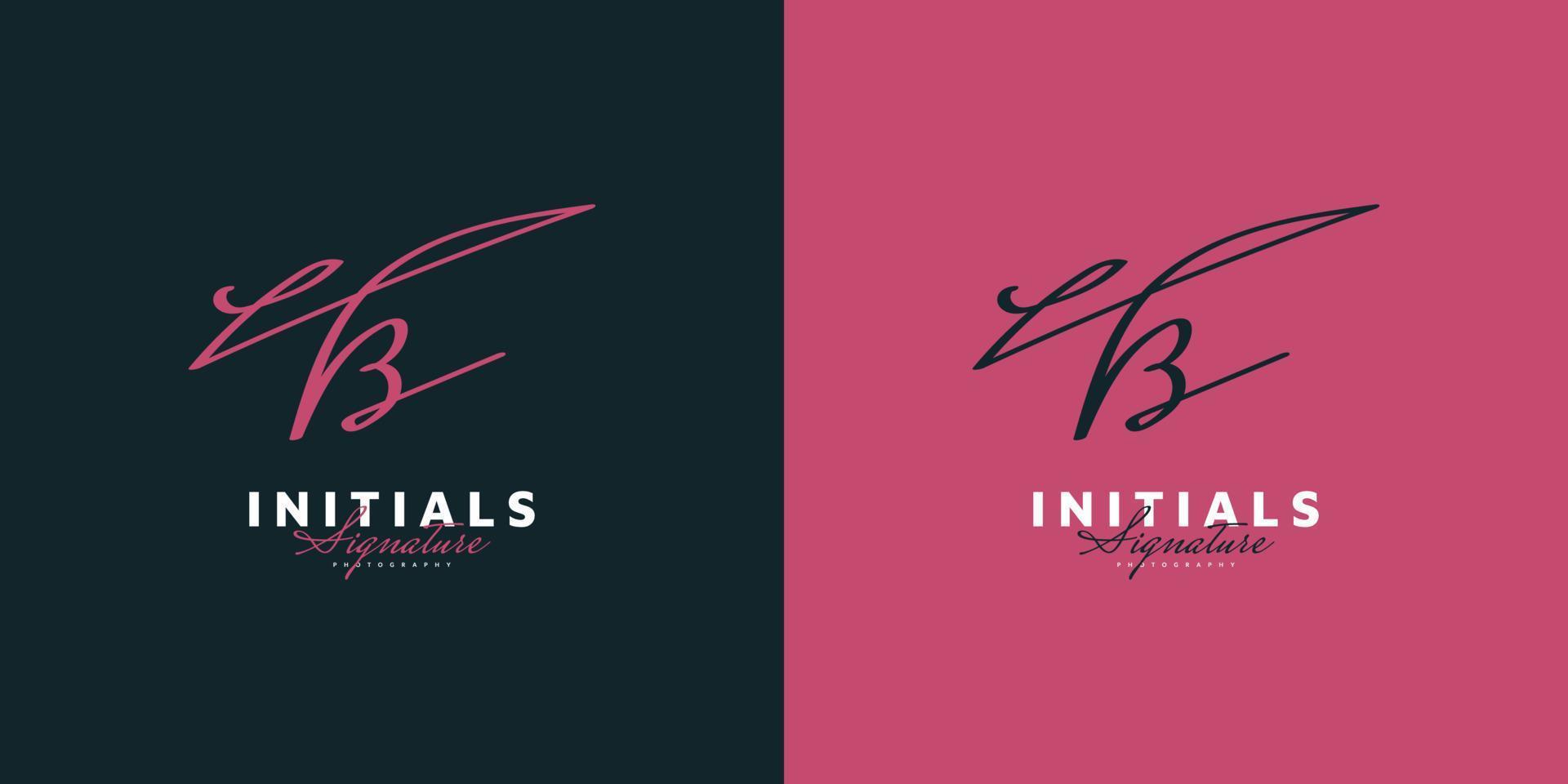 elegante diseño de logotipo inicial ly b con estilo de escritura a mano. lb logo o símbolo de la firma para bodas, moda, joyería, boutique, identidad botánica, floral y comercial vector