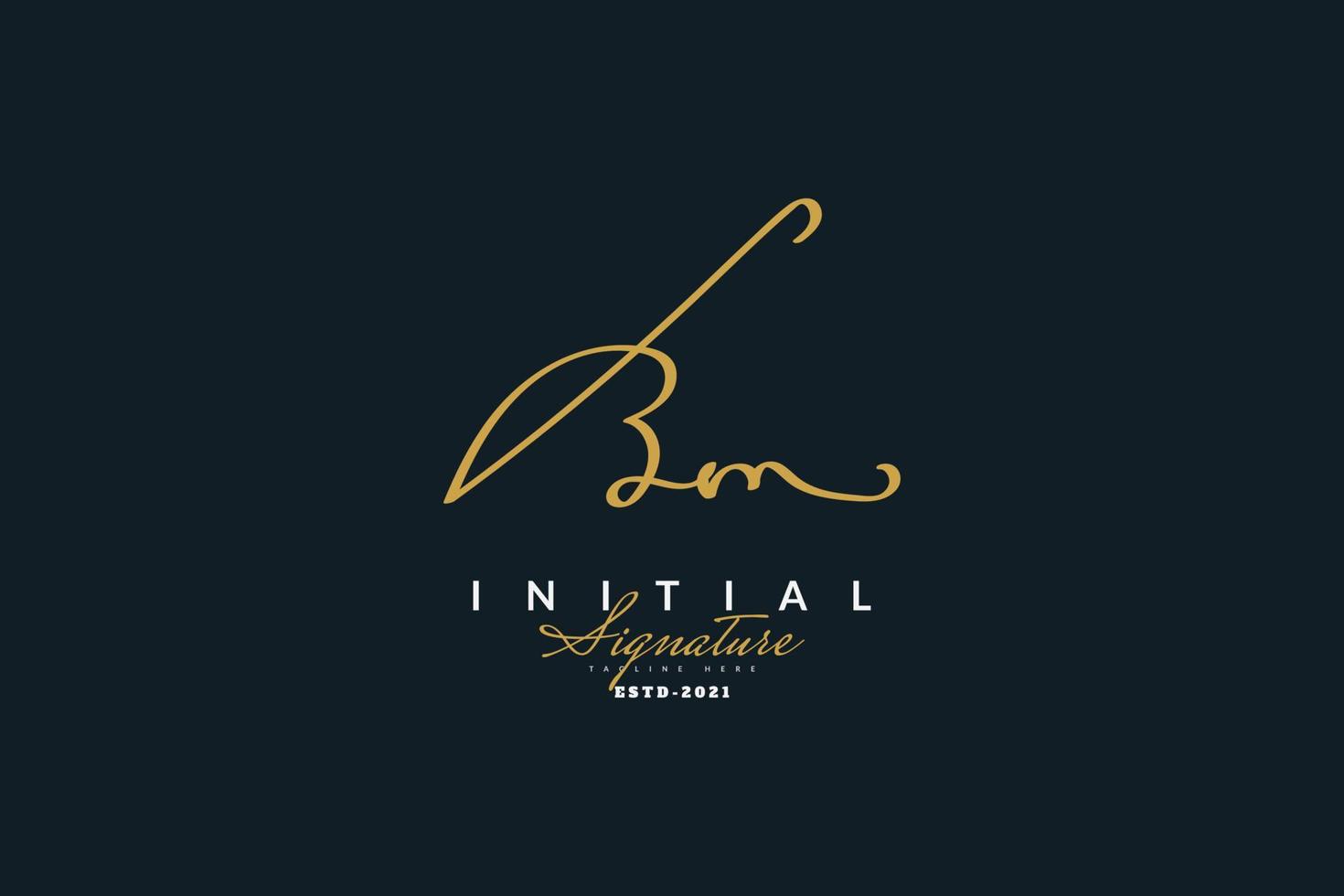 Initial B and M Logo Design in Vintage Handwriting Style. BM Signature Logo or Symbol for Business Identity vector