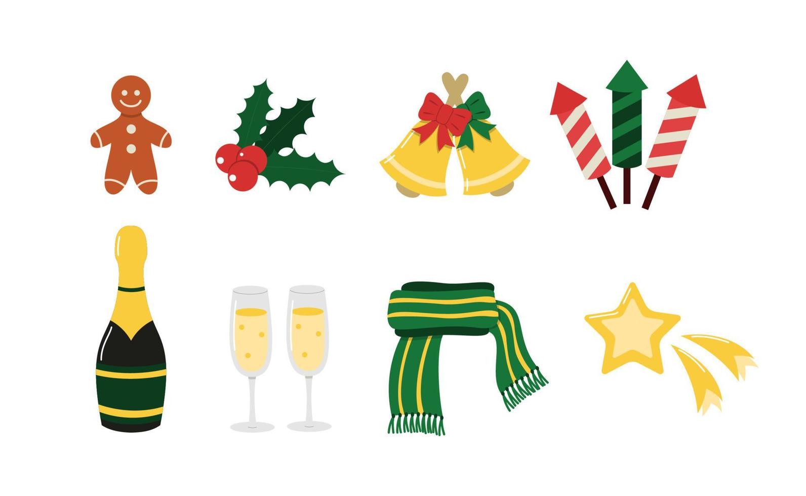 Conjunto de elementos vectoriales de Navidad y año nuevo. accesorios de invierno para la celebración vector