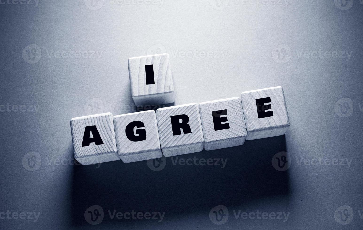 I Agree Word with Wooden Cubes photo