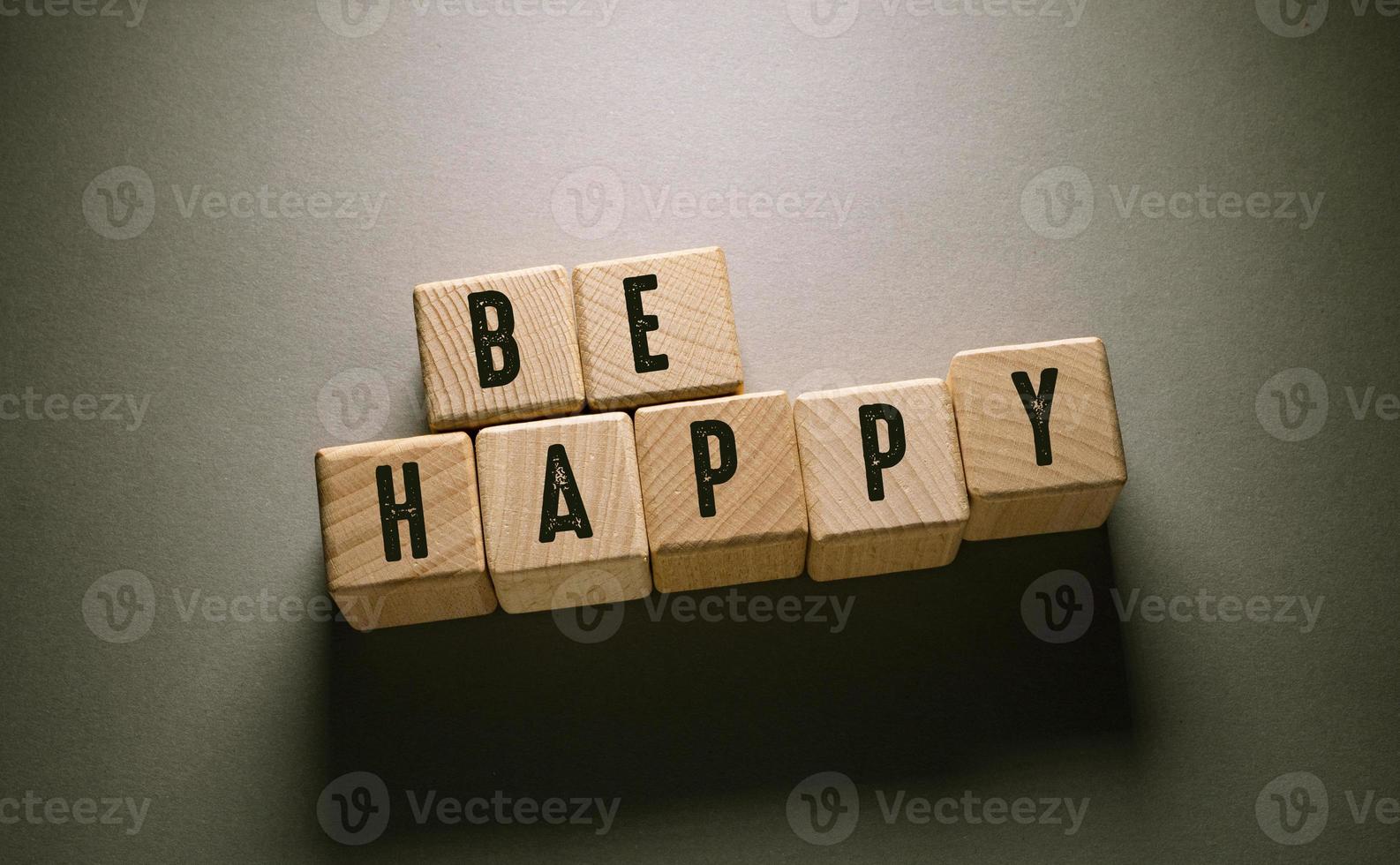 Be Happy Word with Wooden Cubes photo