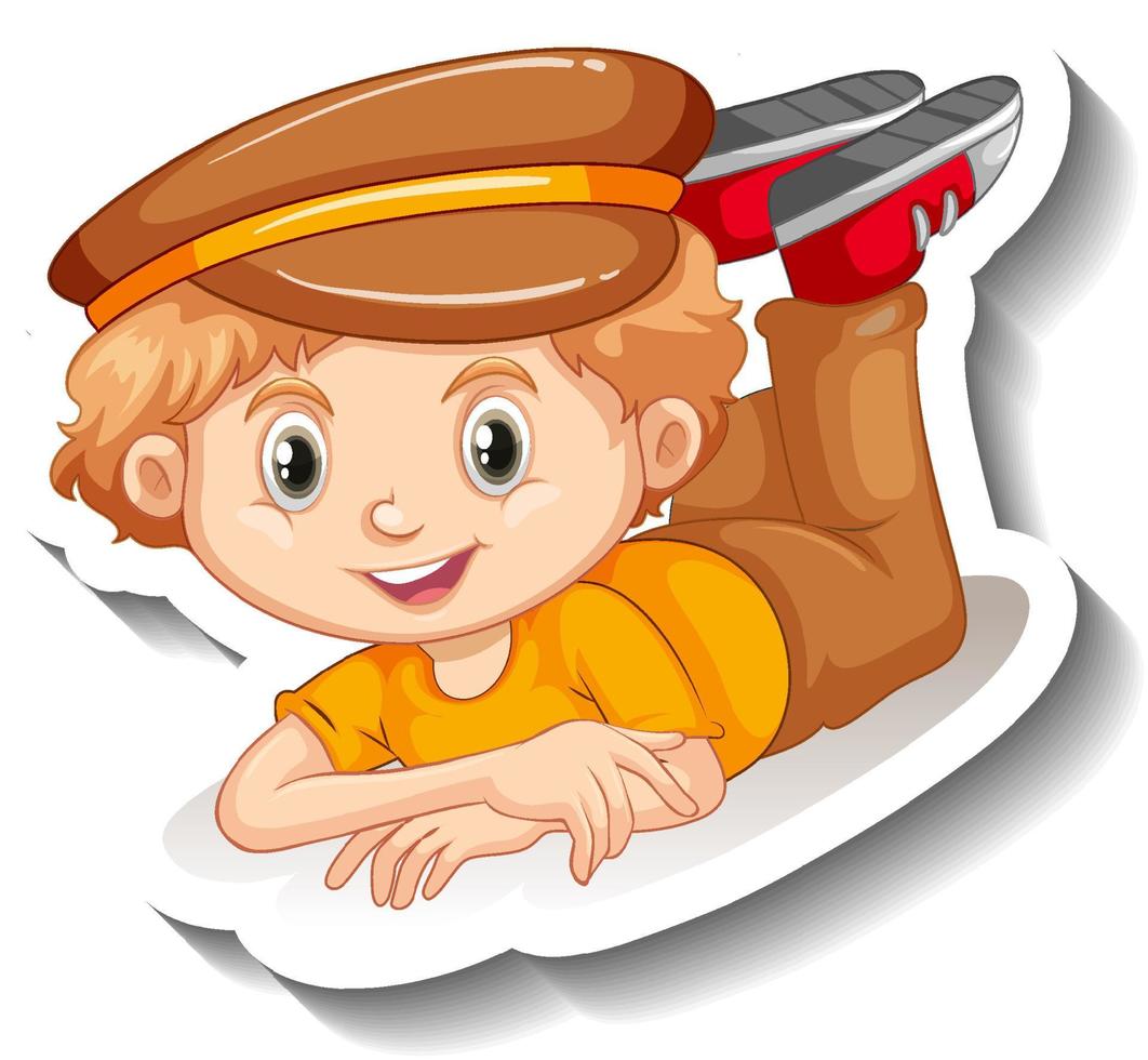 Blonde hair boy cartoon character sticker vector