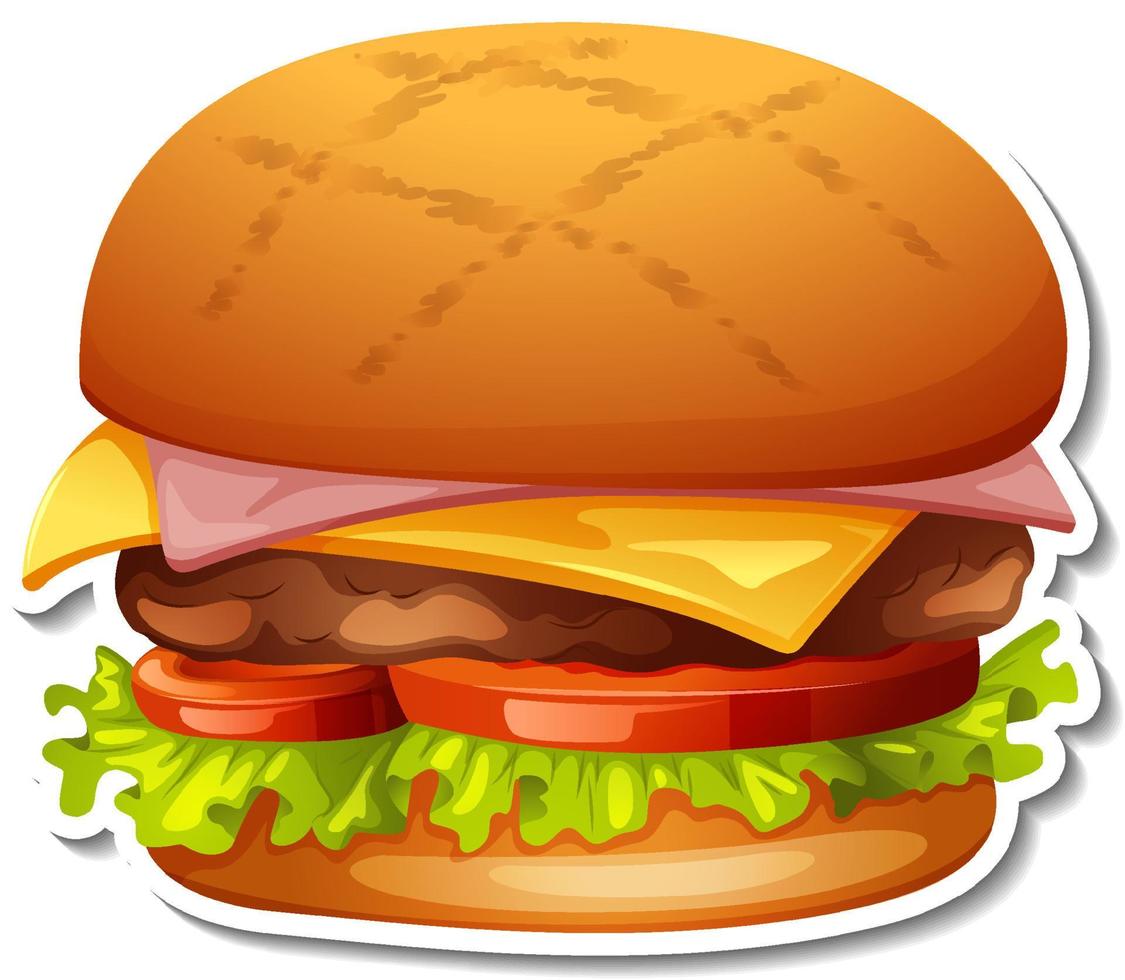 Meat and cheese hamburger on white background vector