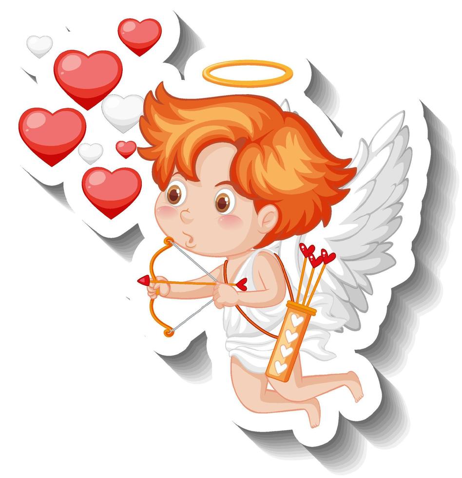 Cupid boy holding bow and arrow vector