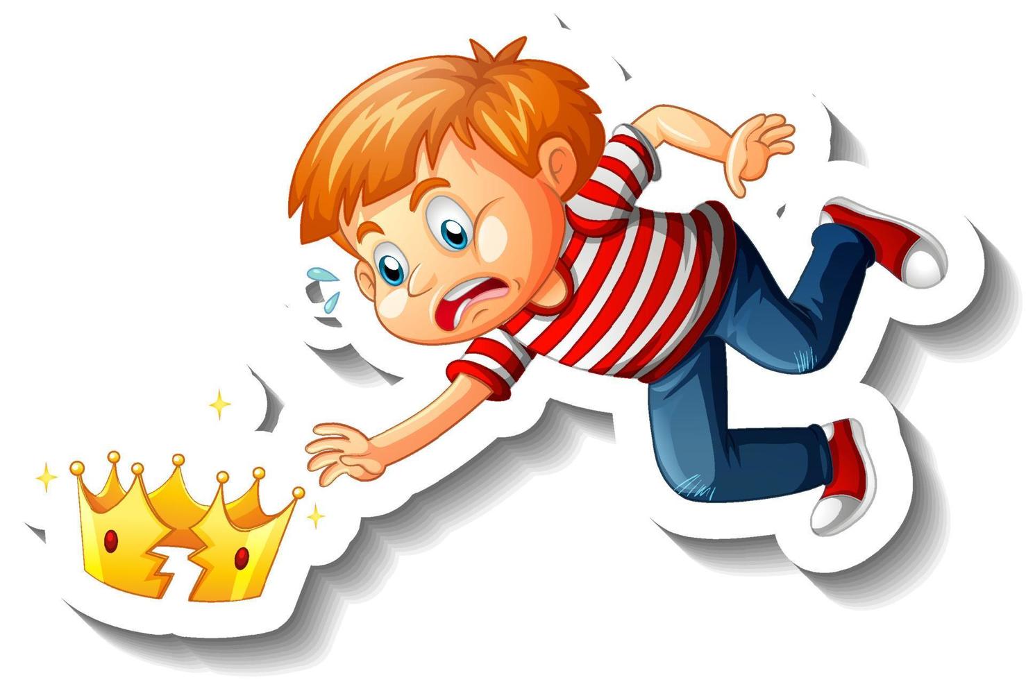 A boy with broken crown cartoon character vector
