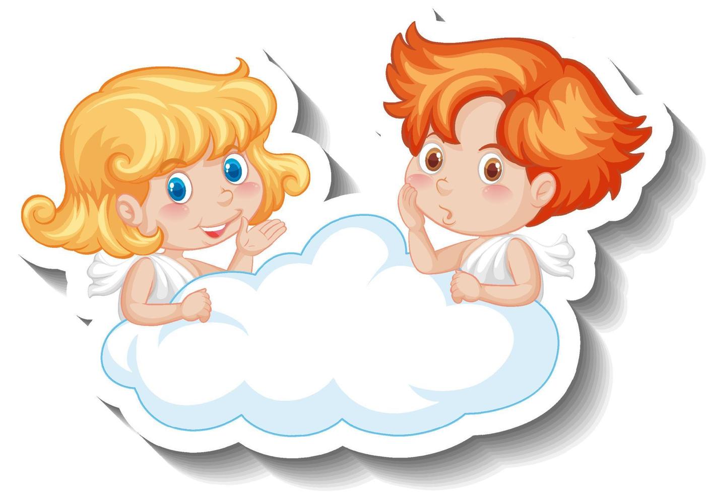 Cupid kids on a cloud in cartoon style vector