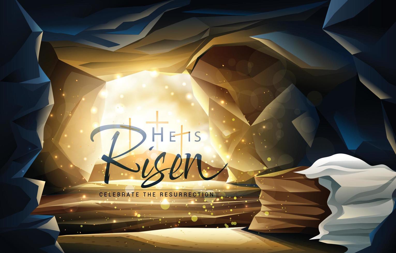 Celebration of Easter Sunday with the Empty Tomb of Jesus Christ vector