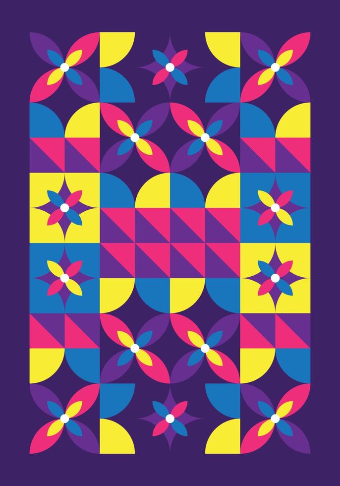 poster abstract geometric flower colorful. background bauhaus style modern. vector