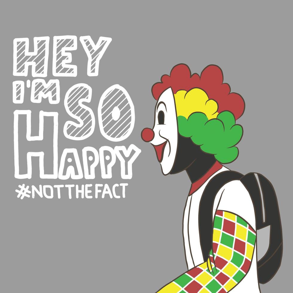 a clown who doesn't want his sadness to be known by others vector