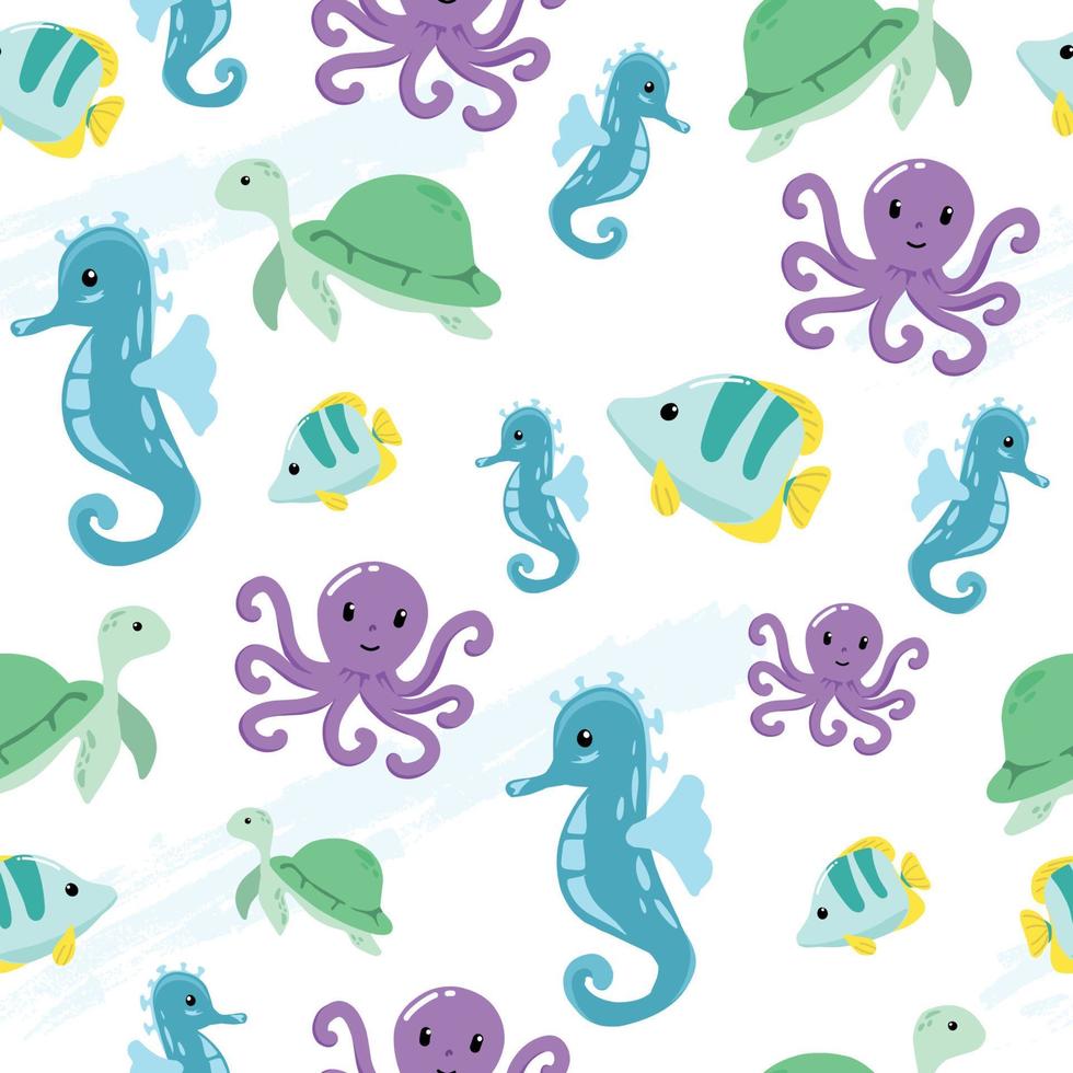 Funny Sea Pattern Background vector