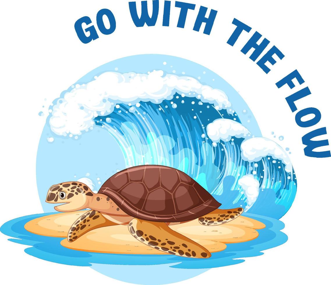 English idiom with picture description for go with the flow vector