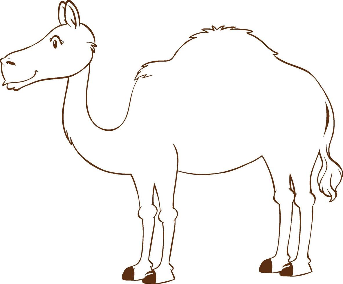 doodle de dibujos animados de camello sobre fondo blanco vector