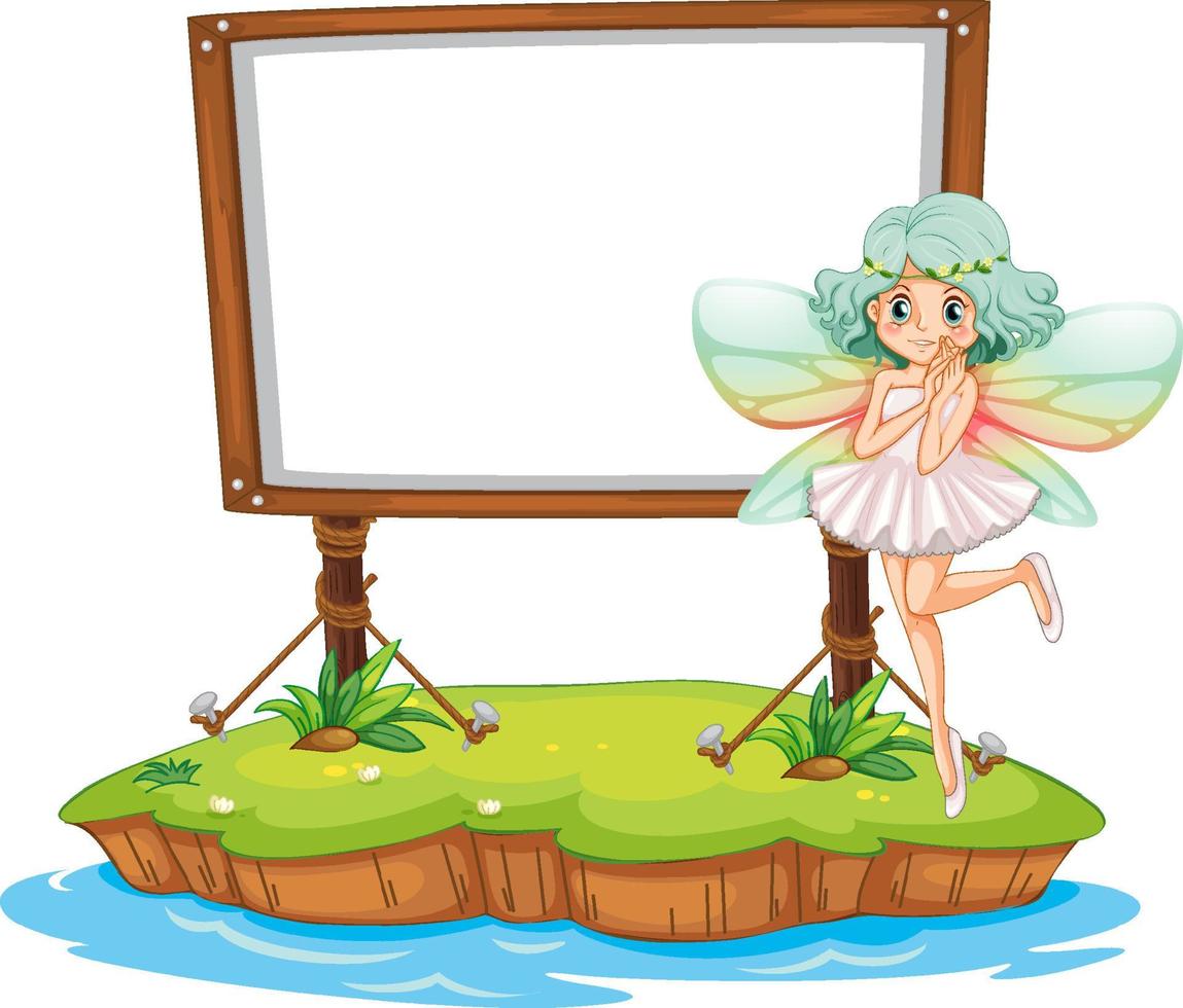 Beautiful fairy cartoon character with blank banner vector