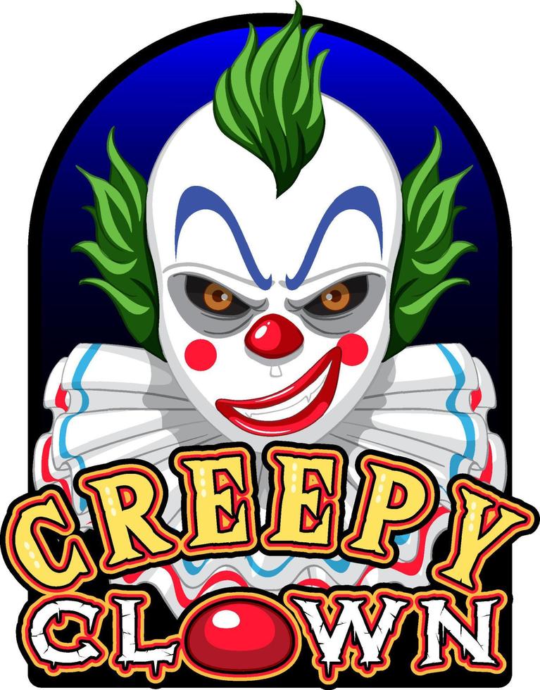Scary clown with creepy clown logo vector
