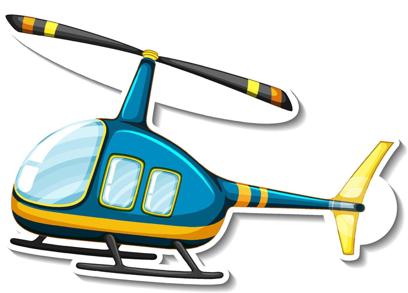 Helicopter cartoon sticker on white background vector