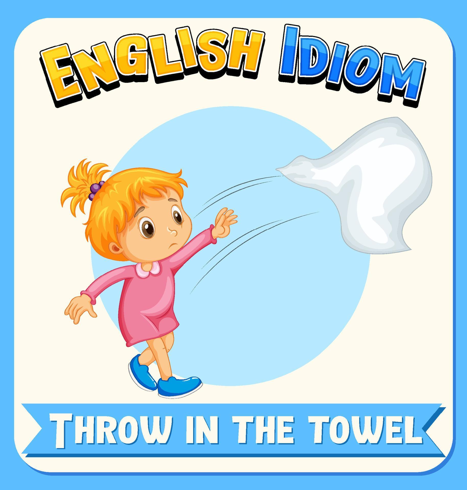 English idiom with picture description for throw in the towel 5054125