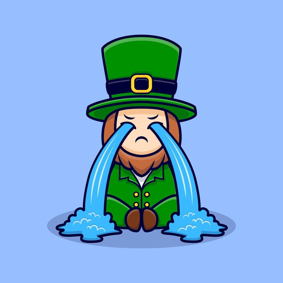 Cute Leprechaun Crying, Cartoon Character  For Saint Patrick's  Day vector