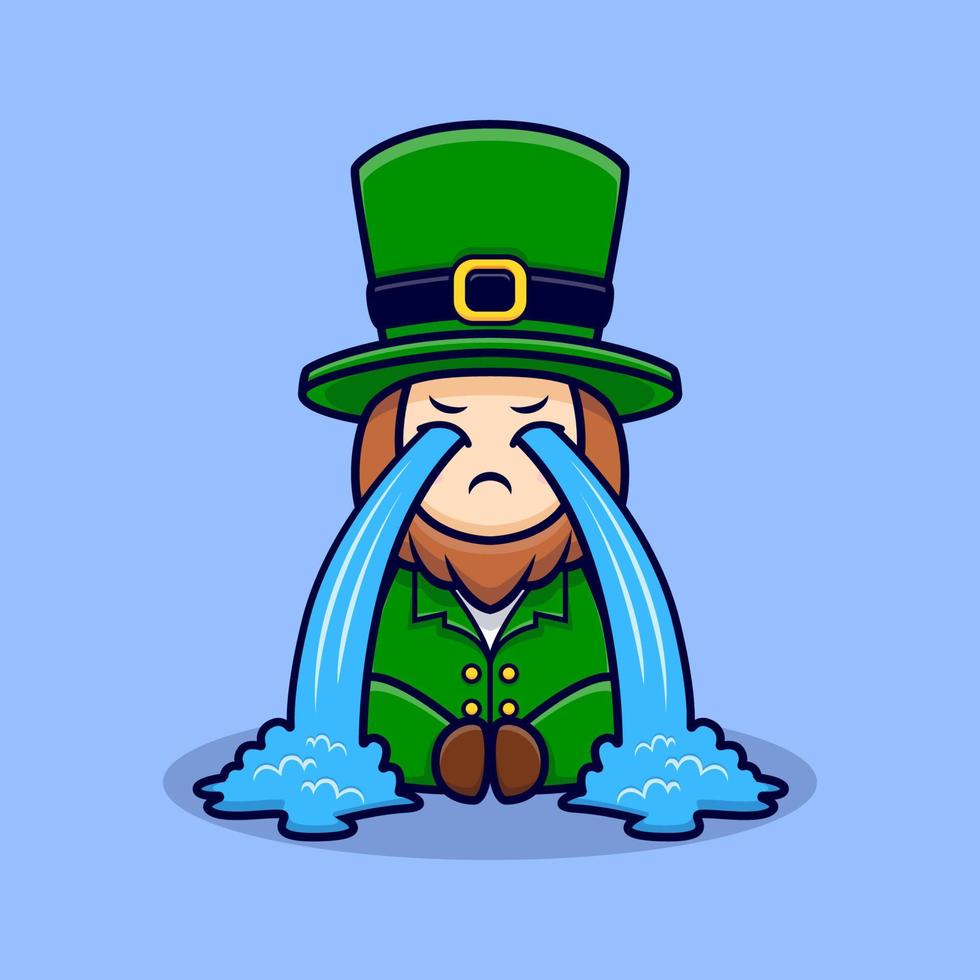 lindo duende llorando, personaje de dibujos animados para el día de san patricio vector