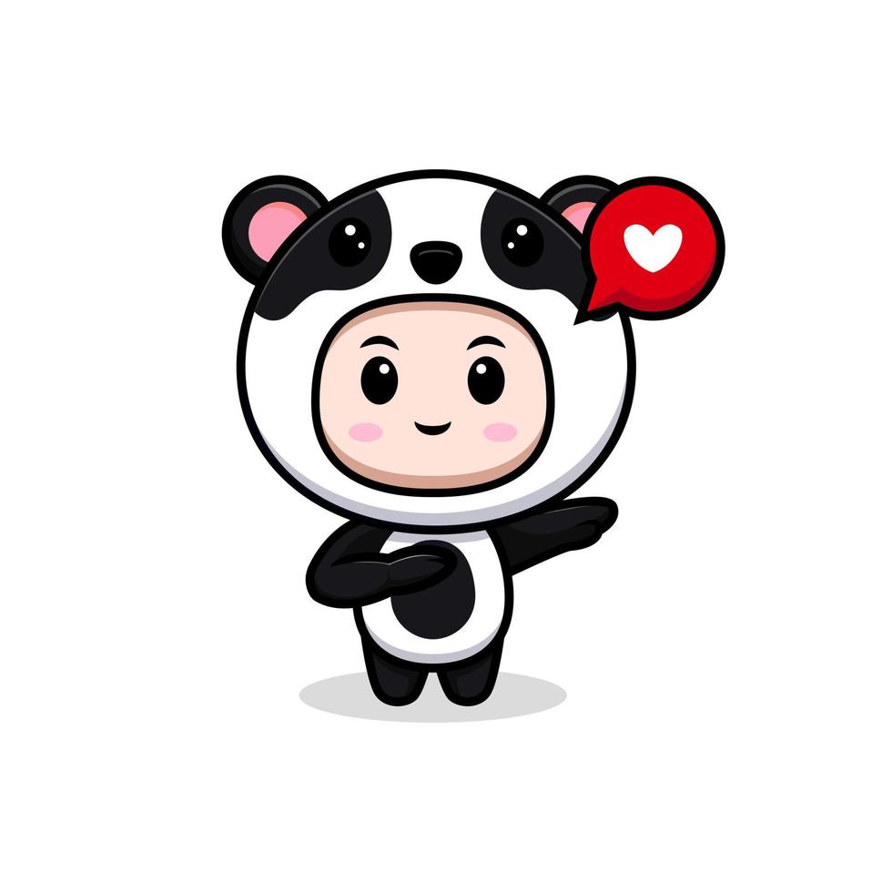 Cute boy wearing panda costume. animal costume character cartoon  illustration for sticker, poster, animation, children book, or other  digital and print product 5054304 Vector Art at Vecteezy