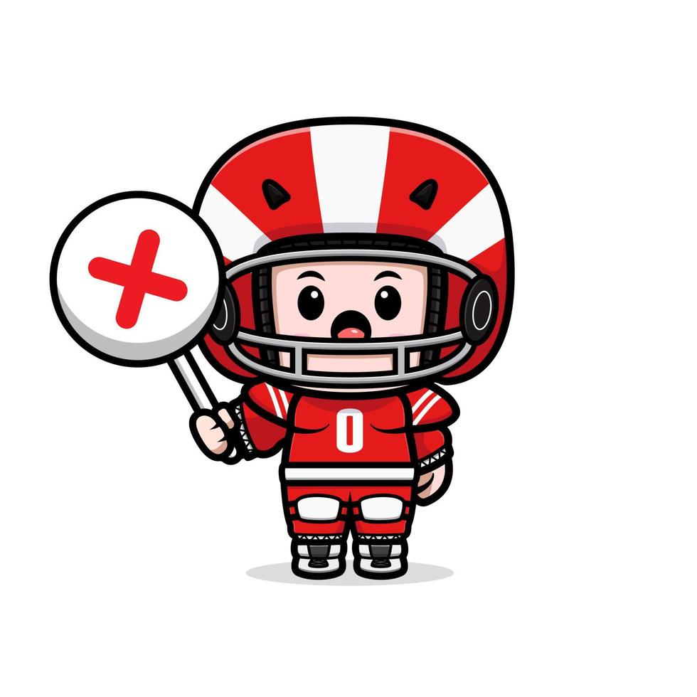 Cute American football player kawaii mascot character illustration for sticker, poster, animation, children book, or other digital and print product vector