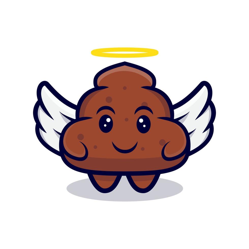 Cute Angel Poop  Cartoon Vector Icon Illustration