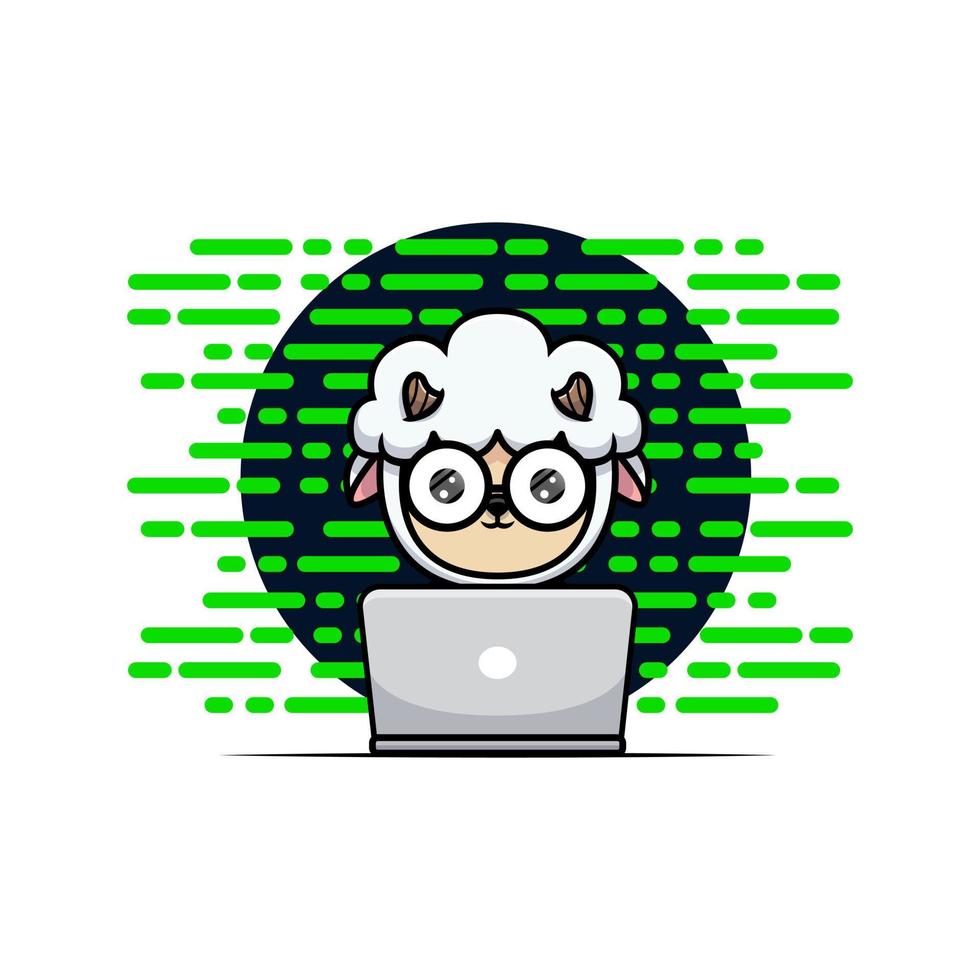 Design of cute sheep hacker vector