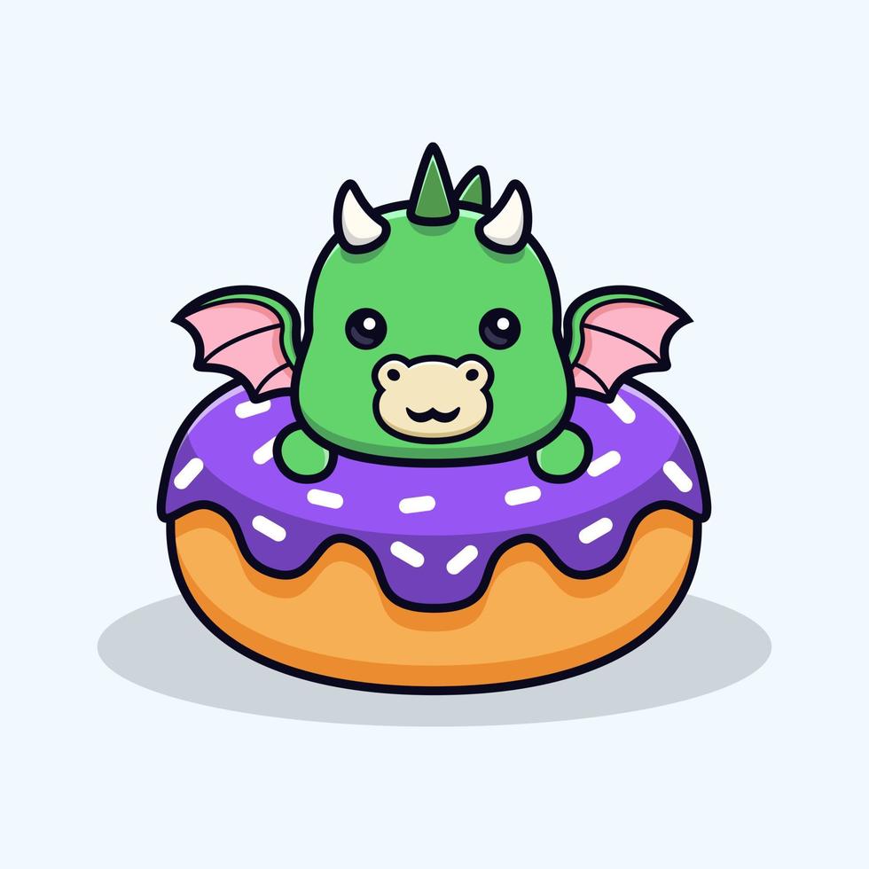 Icono de dibujos animados lindo bebé dragón mascota. Ilustración de personaje de mascota kawaii para pegatina, póster, animación, libro para niños u otro producto digital e impreso vector