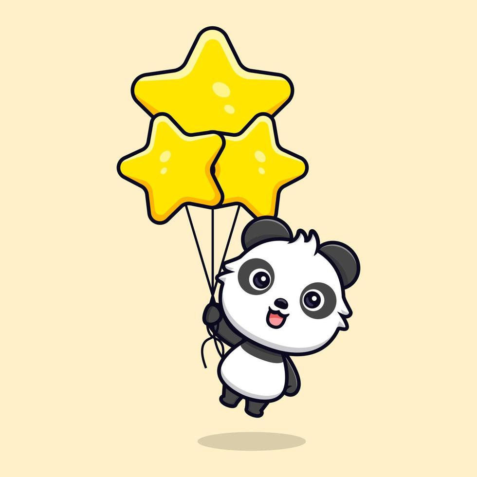 Lindo icono de dibujos animados de mascota panda. Ilustración de personaje de mascota kawaii para pegatina, póster, animación, libro para niños u otro producto digital e impreso vector