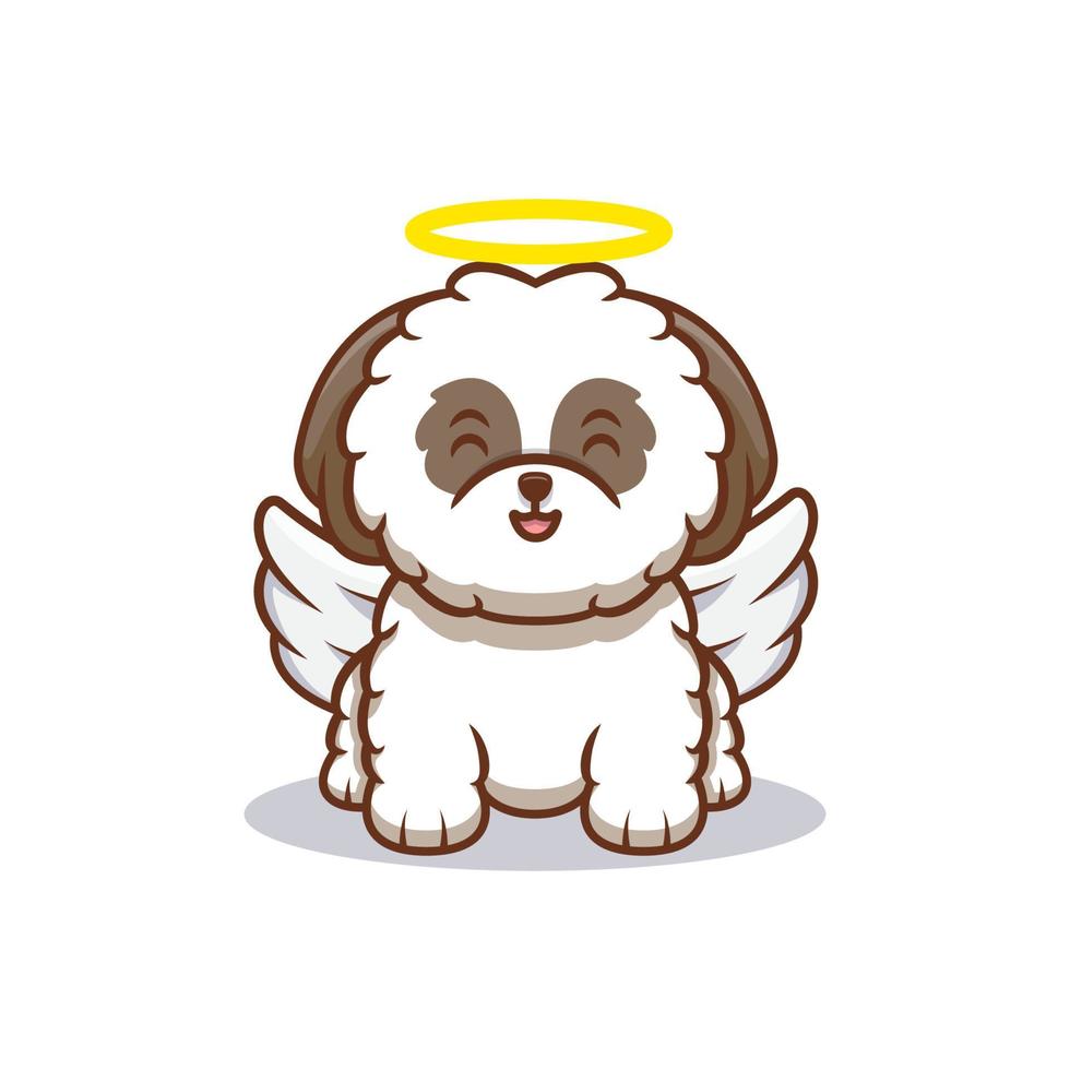 lindo cachorro shih-tzu transforma en ángel ilustración de icono de dibujos animados vector