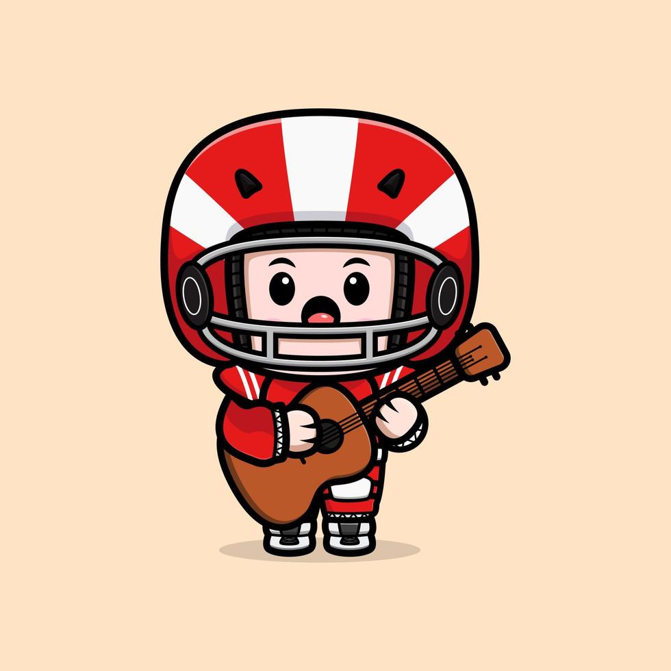 Cute American football player kawaii mascot character illustration for sticker, poster, animation, children book, or other digital and print product vector