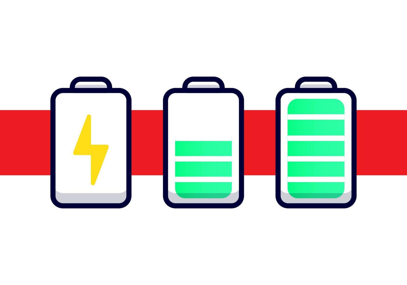 Set of Battery From Empty to Full Cartoon Icon Illustration vector