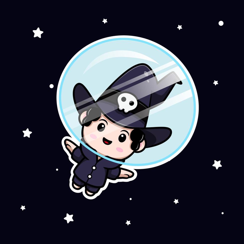 cute wizard mascot cartoon icon. kawaii mascot character illustration for sticker, poster, animation, children book, or other digital and print product vector