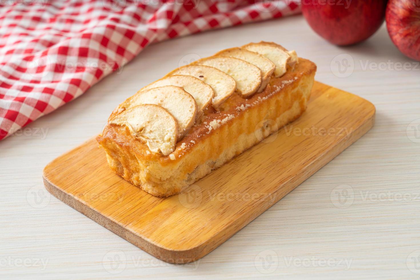 apple loaf crumbled on wood board photo